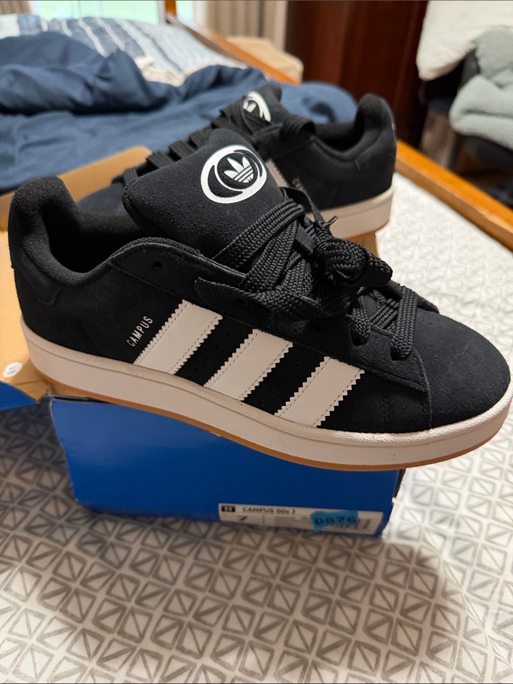 adidas Black & White Campus Suede Low-Top Sneakers